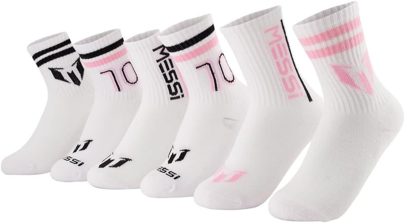 MESSI Girls' Lifestyle Crew Socks, 6-Pack, Soft & Stretchy, Comfortable - Image 1